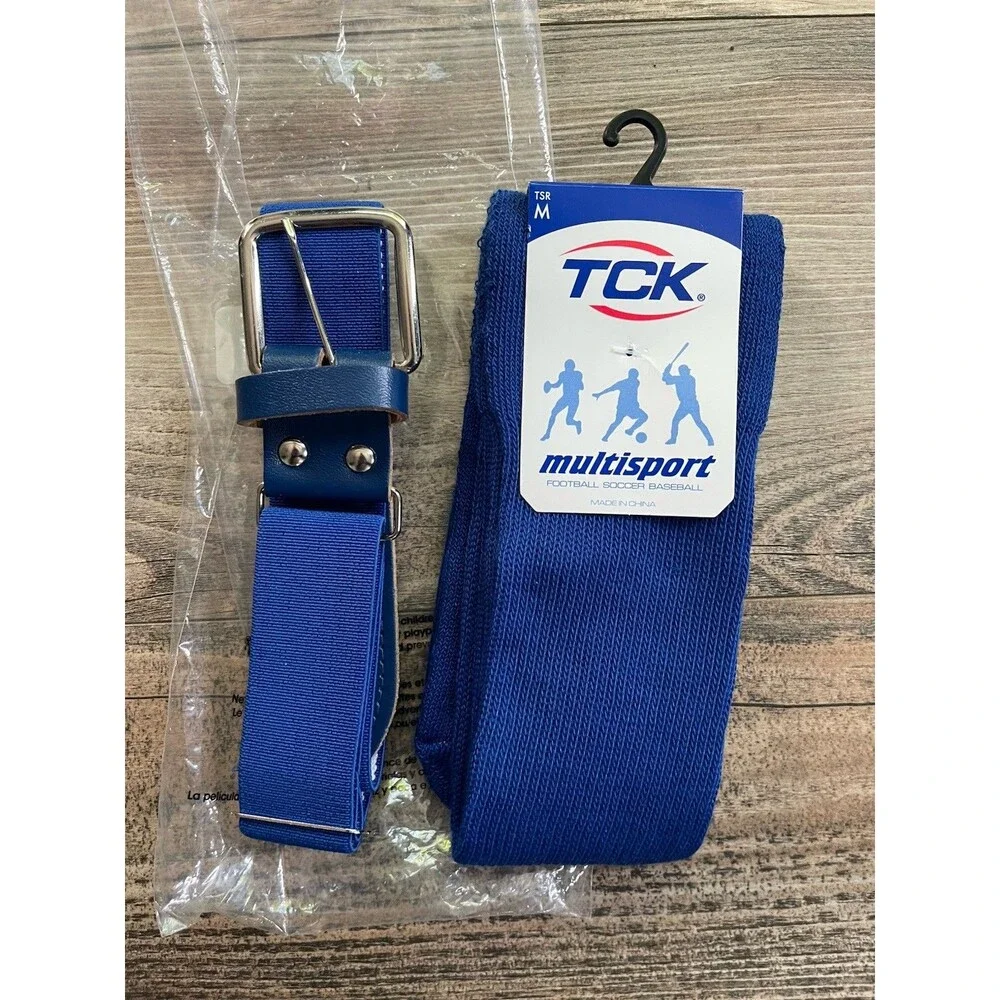 New  TCKsports Multsport Belt and Socks Royal Blue Unisex Size Medium